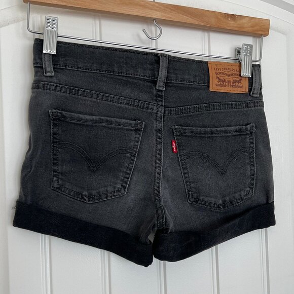 NWOT Levi's Girls' Kids Girlfriend Black Cuffed Stretch Midrise Shortie Sz 10 - Picture 3 of 9
